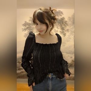 smocked Wrangler retro long sleeve top size small